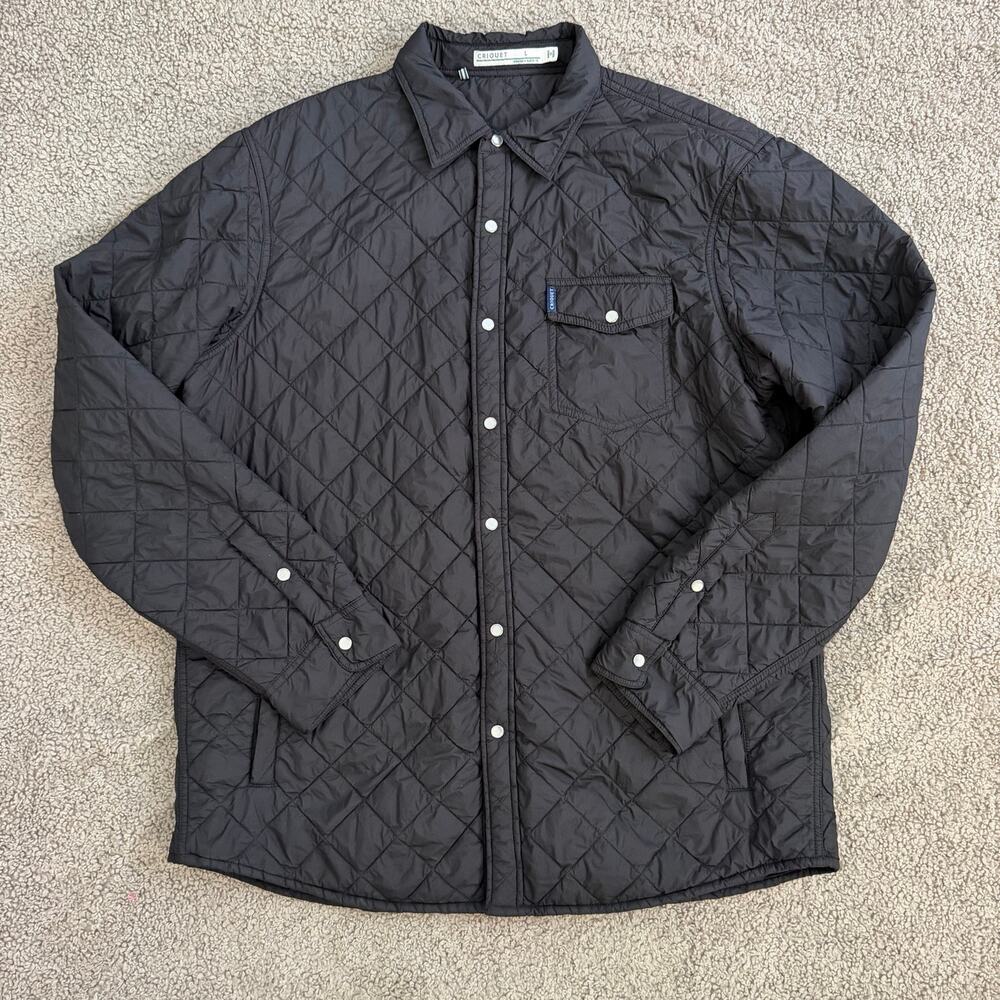 Criquet Quilted Shacket Black Men’s Large Lightweight Shirt Jacket